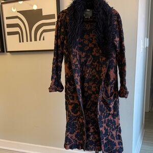 Anthropologie Black and Brown Patterned Coat